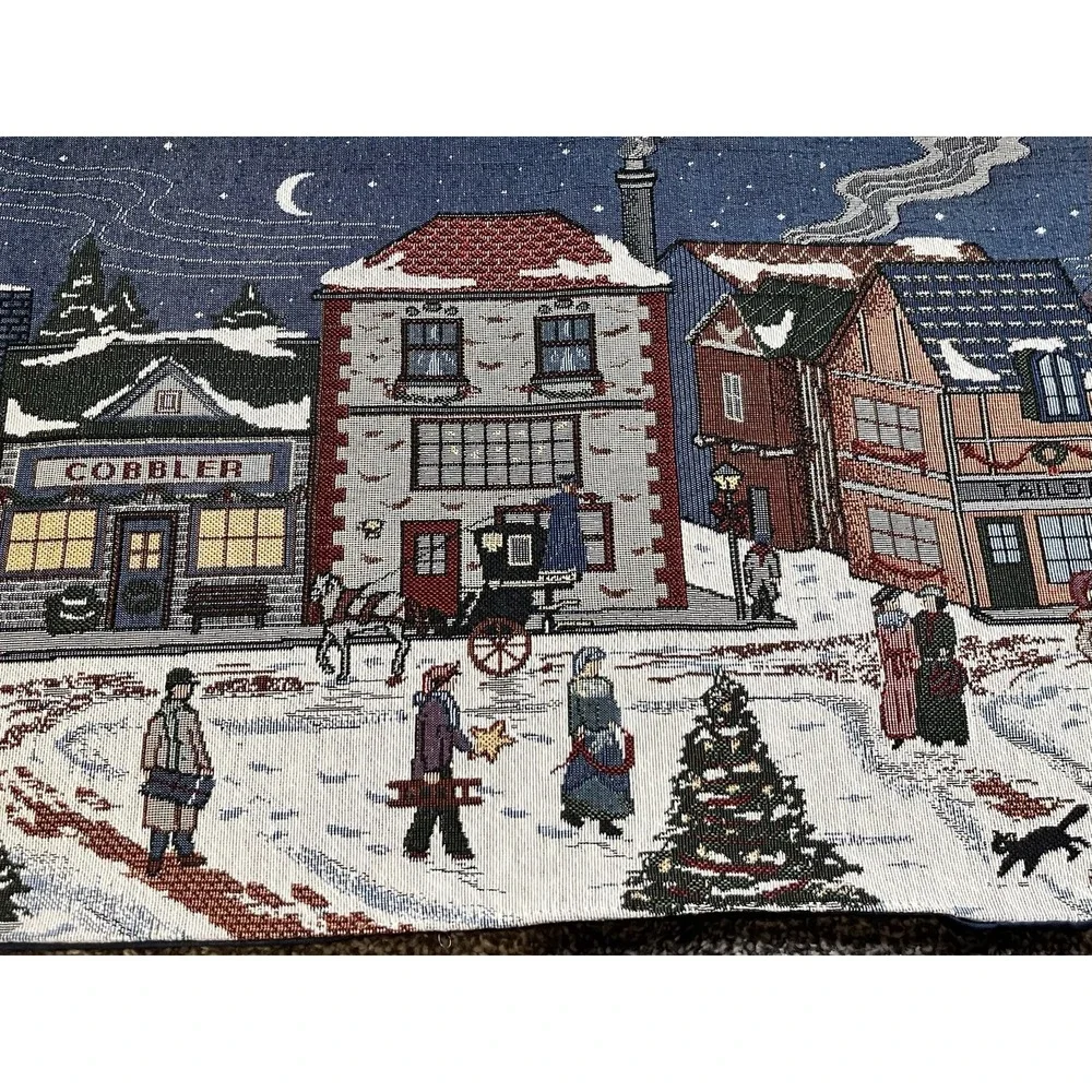 Christmas Scene Table Runner Or Wall Hung Tapestry 36 x 13